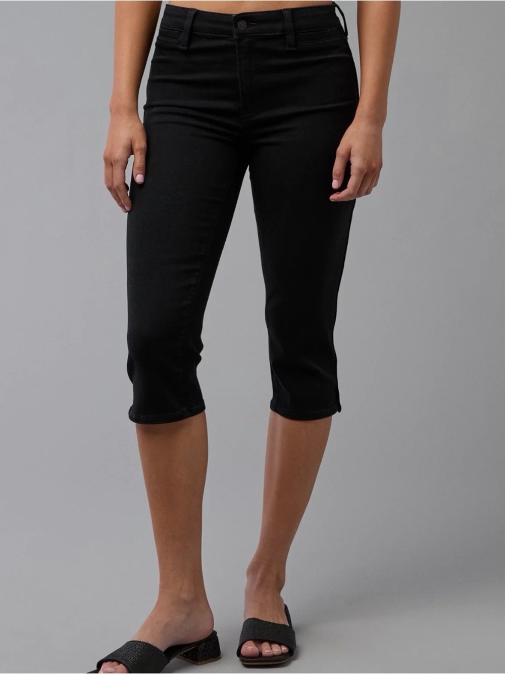 American Eagle High Rise Black Denim Capris
